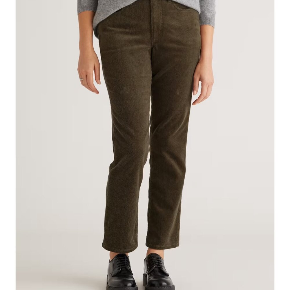 Quince Olive Green Straight Leg Corduroy Pants